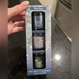 Yankee Candle 3 piece mini candle set First Snow NIB